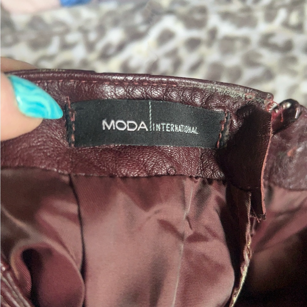 ❤️BURGUNDY-MODA INTERNATIONAL LAMBS LEATHER PANTS IN BURGUNDY OR OX BLOOD❤️XS - Picture 9 of 12